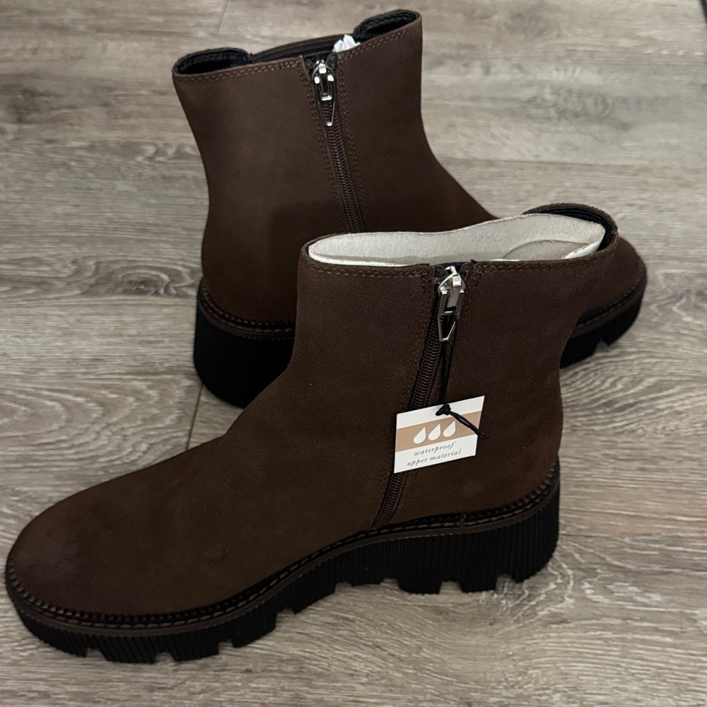 Dolce Vita Emmet H2O Suede Brown Ankle Boots NWB 8.5